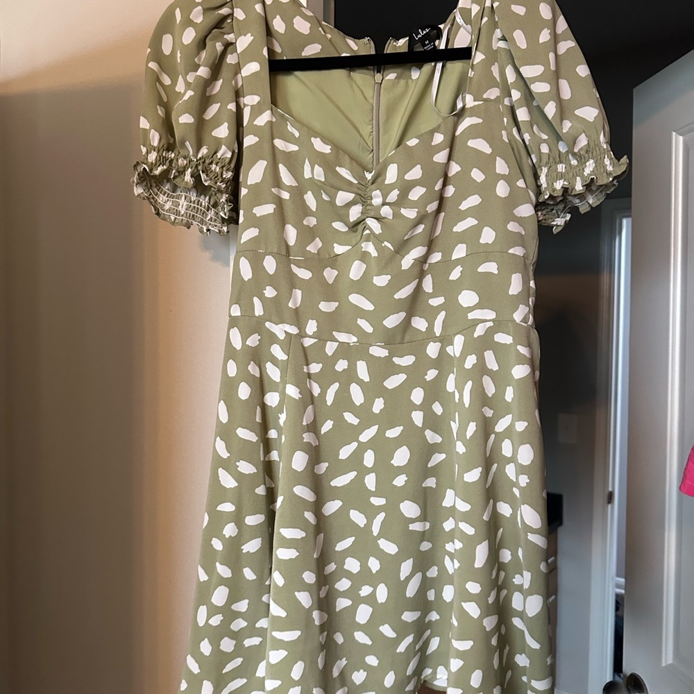 Lulu's Olive and Cream Floral Dress